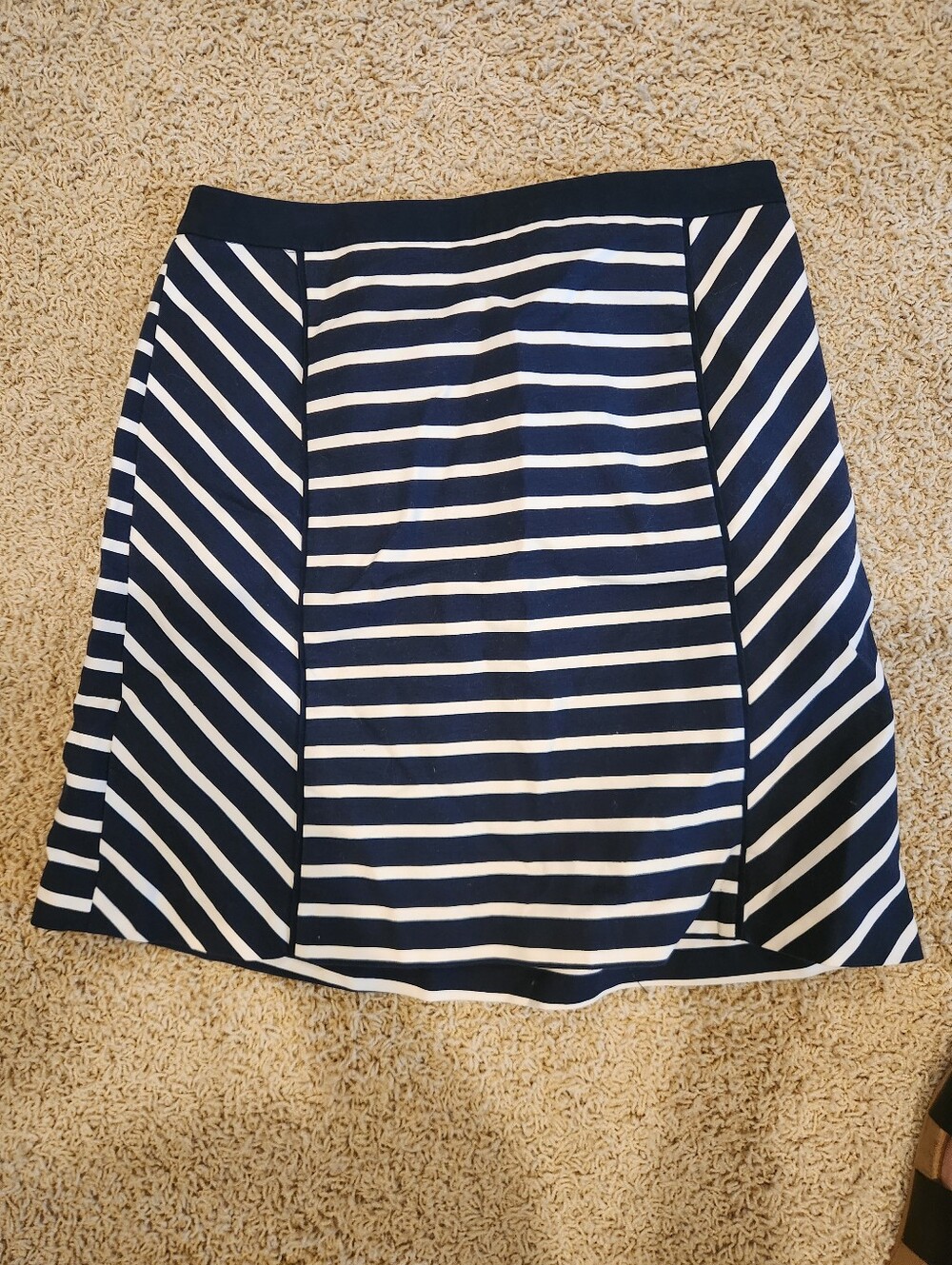 The Limited Navy and White Striped Circle Skirt